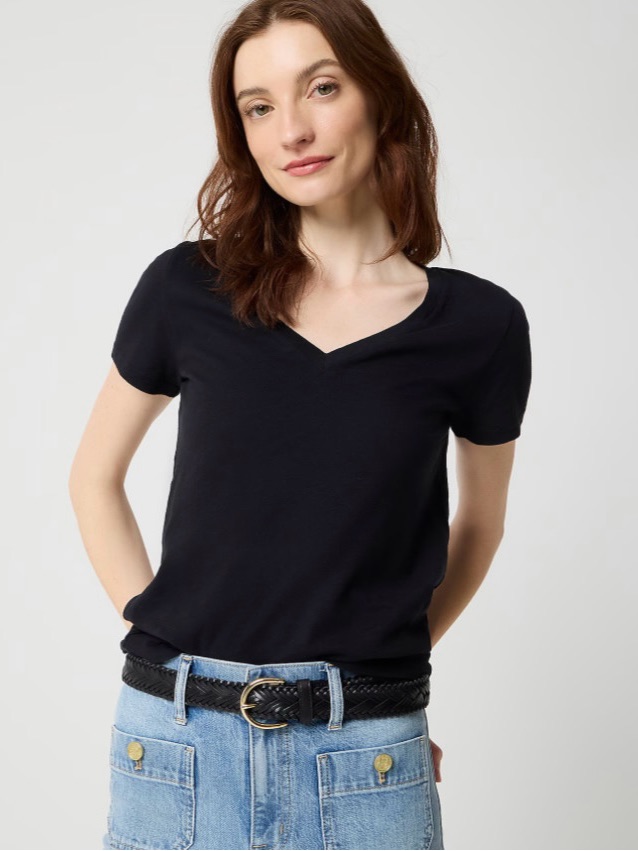 Nwt J. Crew Essential V-Neck Tee T-Shirt Short Sleeve Black